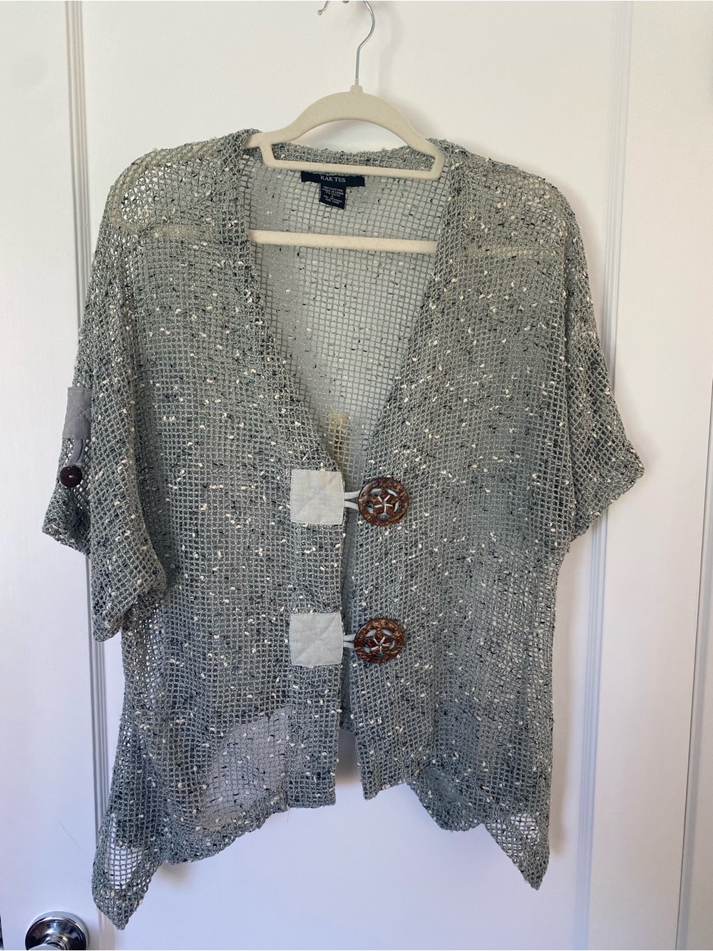 Kaktus Sage Open-Knit Cotton Mesh Top